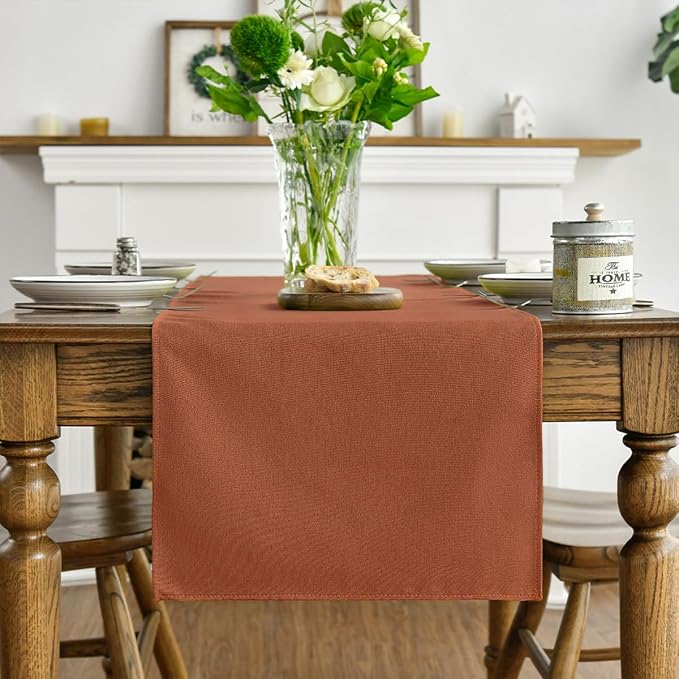 Artoid Mode Rusty Orange Table Runner, Seasonal Fall Thanksgiving Washable - Image 7