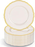 60 Pcs Ivory Gold Dessert Plates by Hioasis