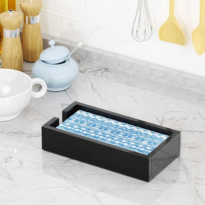 Acrylic Bathroon Napkin Holder, Disposable Hand Towels Tray（Black） | 8mm Thick - Image 5
