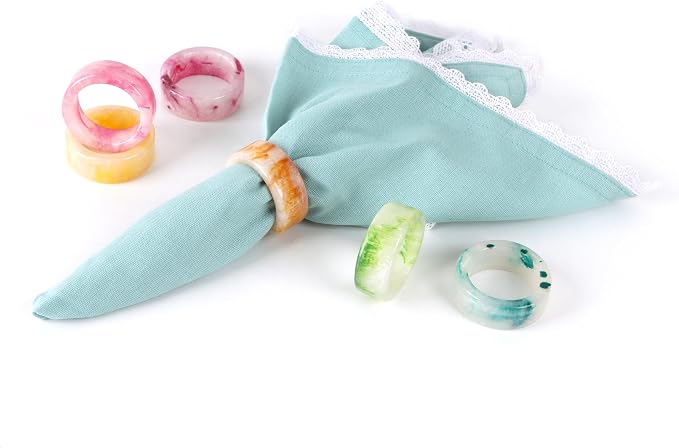 ALPHA Living HOME Epoxy Resin Napkin Rings -Set of 12 Colorful Napkin Ring - Image 5