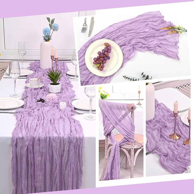 10 Pack Lavender Cheesecloth Table Runner 17x108 Inch Boho Gauze Cheese Cloth - Image 6