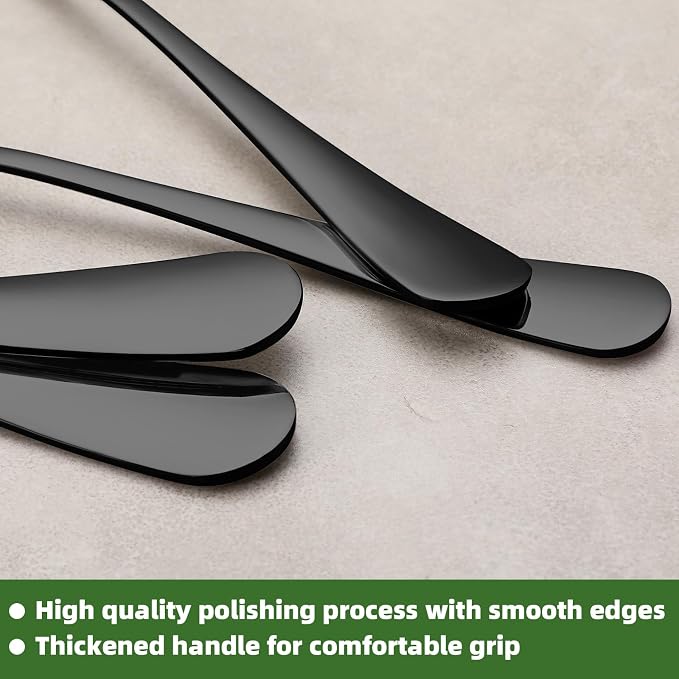 24 Pcs Black Forks and Spoons Silverware Set, Food Grade Stainless Steel - Image 4