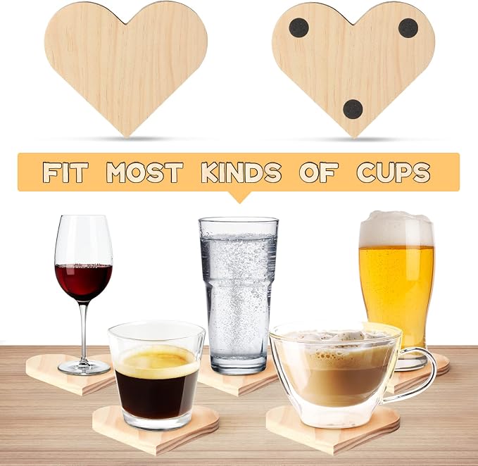 12 PCS Unfinished Wood Coasters, Solid Wooden Blanks - Image 4