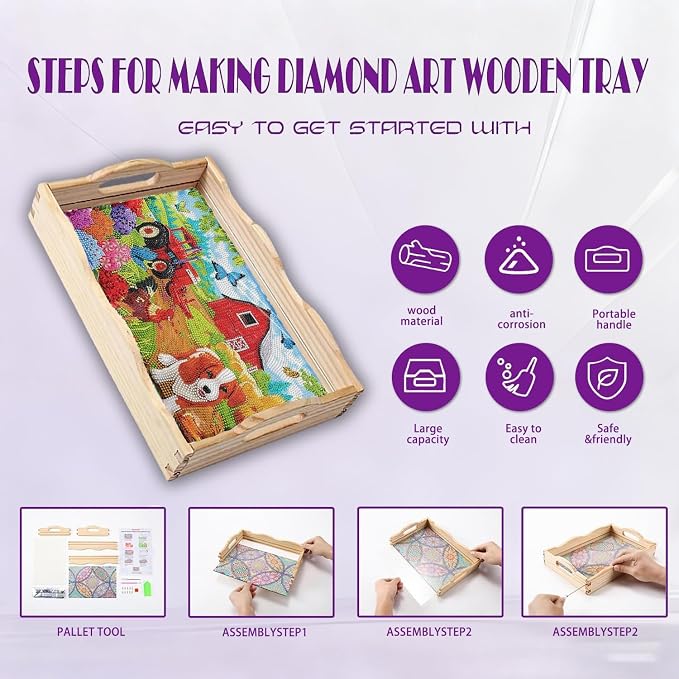 EWJRNSF Diamond Art Kits for Adults Wooden Serving Trays - Image 3