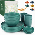 Wheat straw plates and bowls set of 16 by WROVA