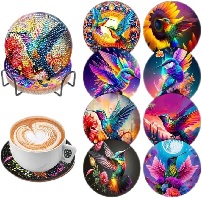 8 Pcs Humming Bird Diamond Painting Kits | Diamond Painting Kits by LGANHAPY