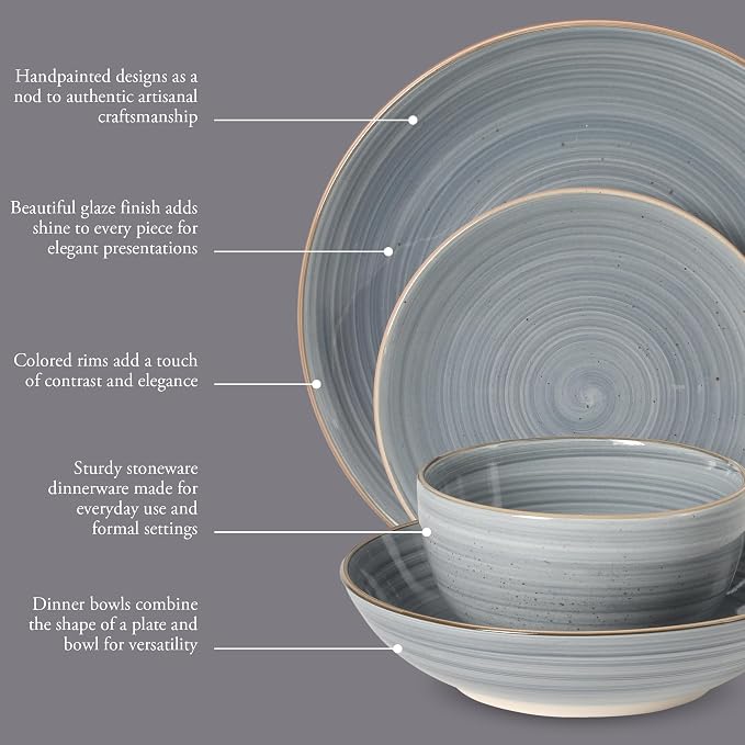 Gibson Home Stonebury 16 Piece Plates and Bowls Assorted Color Dishes - Image 3
