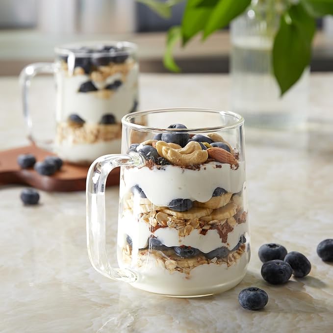 Glass Coffee Mugs, 18 oz Glass Coffee Cups Set of 2, Hot/Cold Beverages - Image 7