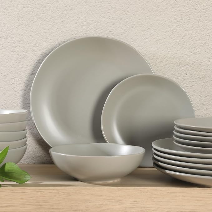 Gibson Home Bethel 18 Piece Plates and Bowls Ceramic Stoneware Organic Shape - Image 3