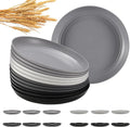 HEYCOME 12 Pcs Unbreakable Deep Dinner Plates Set, 10 inch Reusable Plastic by StayHealthyStayHappy