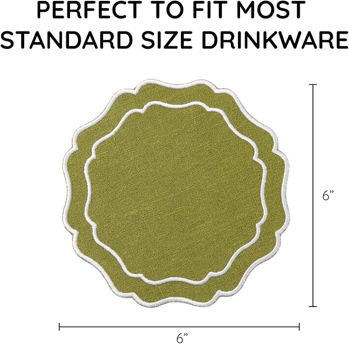 Drink Coasters Set of 6, 6x6 inch, Absorbent Linen Drink Mats - Image 3