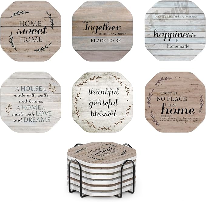 UMIRRO Absorbent Ceramic Stone Coasters Set of 6 by Umirro