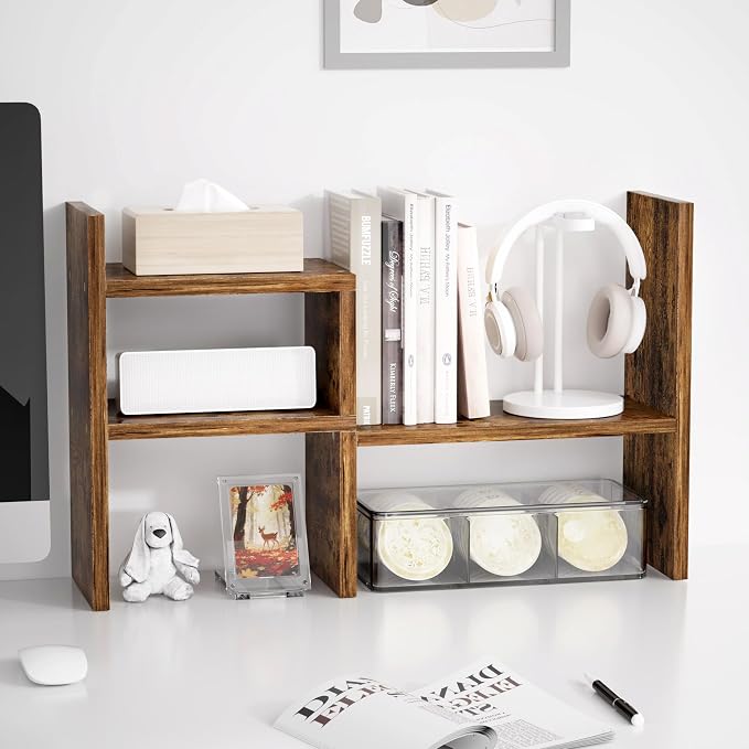 Jerry & Maggie Adjustable Wood Desktop Display Shelf Natural Wood Tone | Wooden - Image 3