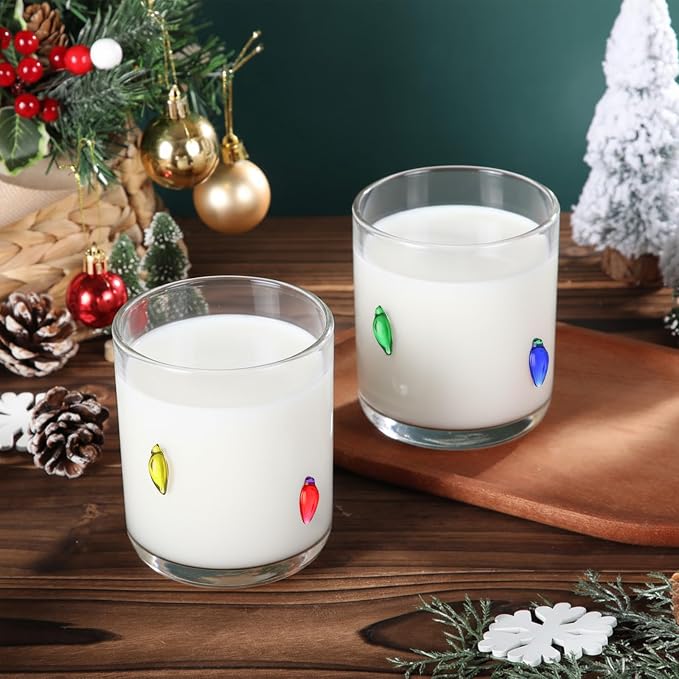 SiliFine 2 PCS Christmas Bulbs Icon Juice Glasses - 14oz Colorful Bulbs - Image 5
