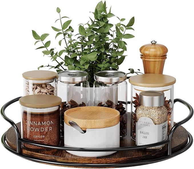 LAMU 10'' Lazy Susan Organizer, Wooden Lazy Susan Turntable by YourHome-OrganizationHelper