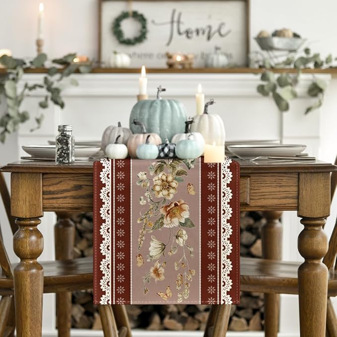 Artoid Mode 210 GSM Fall Table Runner 13x36 Inch Home Party Decor | Brown - Image 2