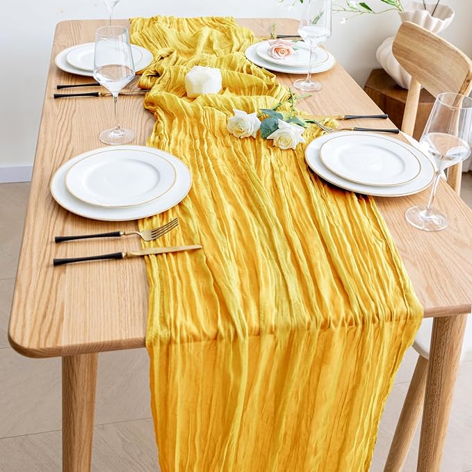 Cheesecloth Table Runner Gold 10FT Boho Gauze Runner, 2 Pack | 120 Inch Cheese - Image 6