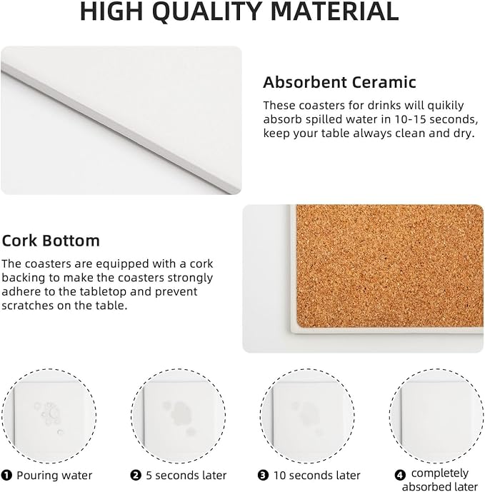 Coasters Set of 6, Coasters for Drinks Absorbent Stone - Image 5
