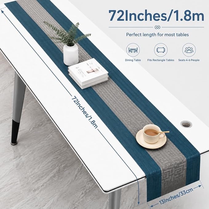 FAVE Vinyl Table Runner Indigo Blue Table Runner Woven - Image 3