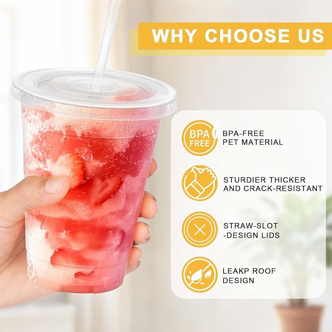 Clawsoff 50 Pack 16 oz Clear Plastic Cups - Image 3