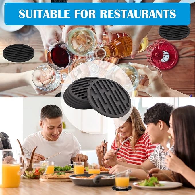 Coasters for Drinks, Silicone Coasters for Coffee Table 6 Set, Heat Resistant - Image 6