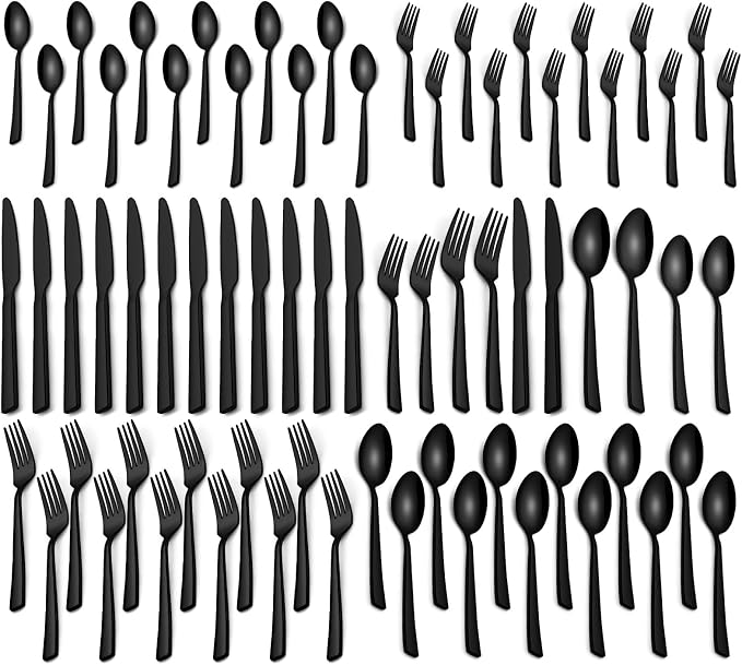 Yoehka 40 Pieces Black Silverware Set, Stainless Steel Flatware Set by Yoehka
