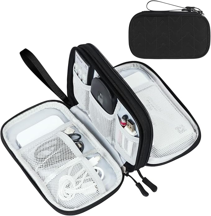 FYY Electronic Organizer, Travel Tech Pouch, Cable Organizer Black Quilted | by FYY