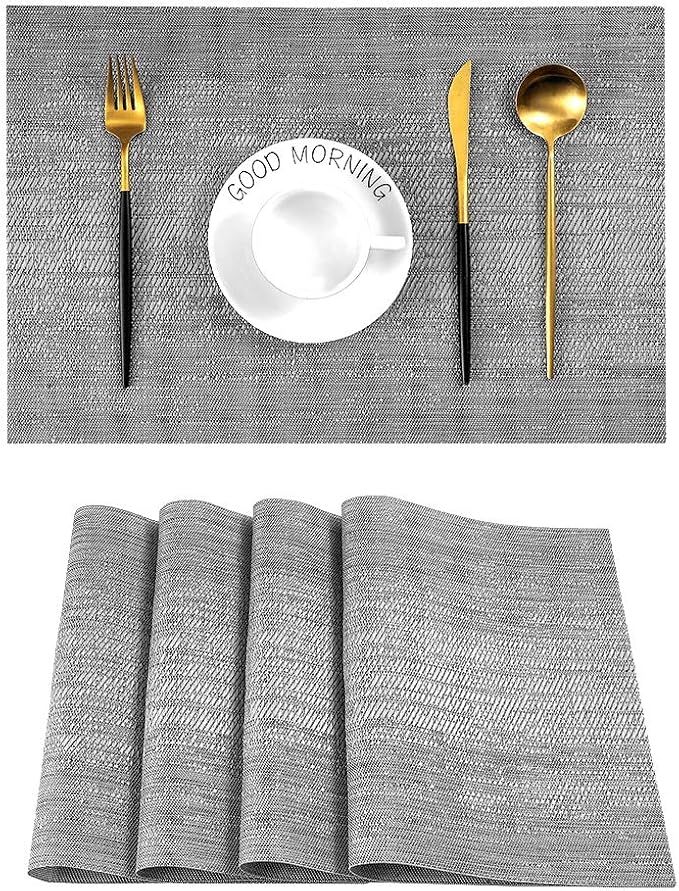 Leetaltree Grey Placemats, Heat Resistant Non-Slip Place mats by Leetaltree-ArtatEveryTable