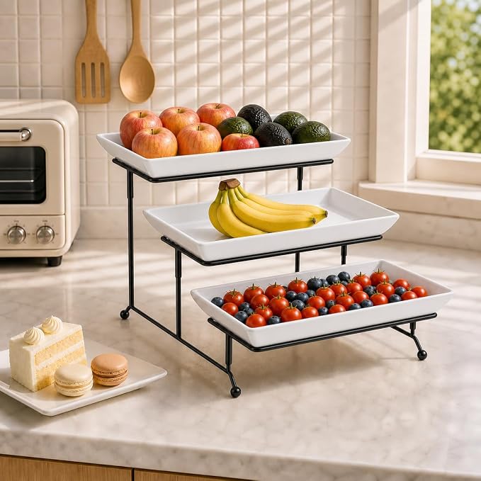 MALACASA 3 Tier Serving Trays, 14 Inch | Tiered Cupcake Stand - Image 5