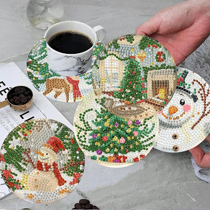 ijbnhd 8 Pcs Christmas Diamond Art Coasters 4x4 in - Image 4