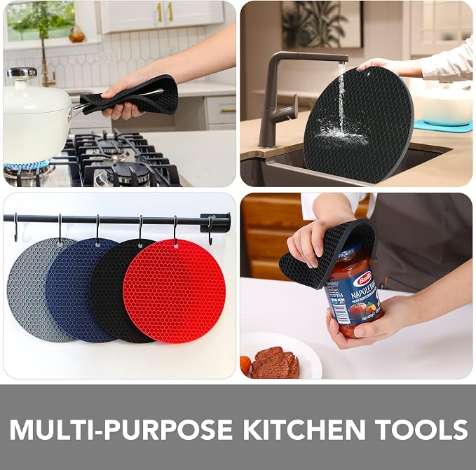 4 Pack Silicone Trivet for Hot Dishes | Heat Resistant Silicone Pot Holders for - Image 3