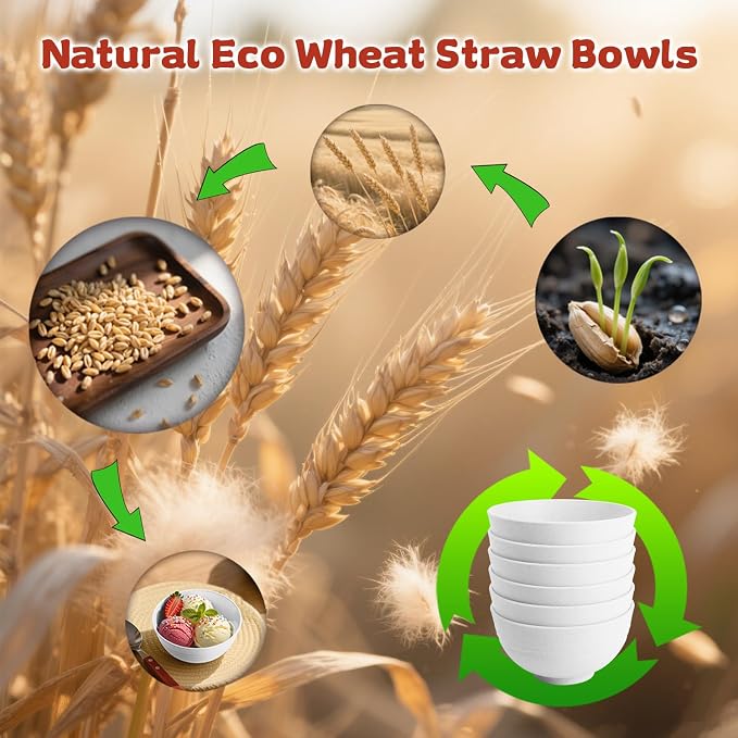 Handy Wheat Straw Bowls Set of 6, Unbreakable Ice-Cream Bowls Sets - Image 6