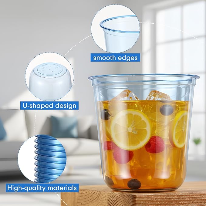 Ziliny 50 Pcs Disposable Stemless Glasses 12oz Crystal Plastic Wine Glasses - Image 4