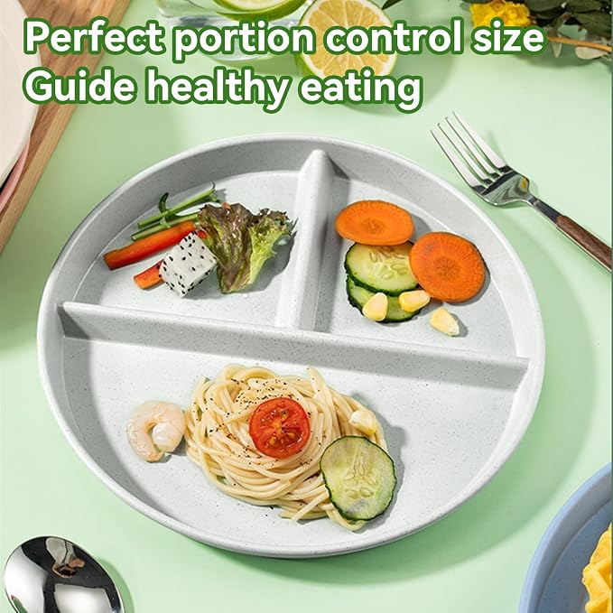 Portion Control Plate For Adults 9 Inch 5Pcs, Round Divided Plates for Adults - Image 2