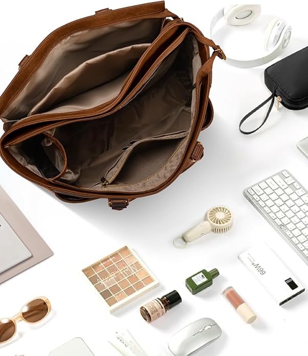 Laptop Tote Bag for Women, Leather Work Tote - Image 2