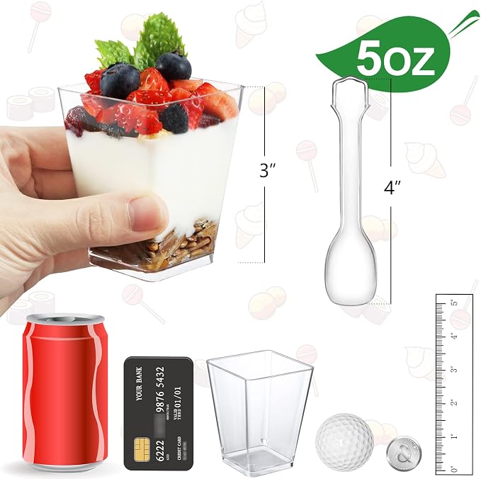 Eupako 160 Pack 5 OZ Plastic Mini Dessert Cups - Image 2