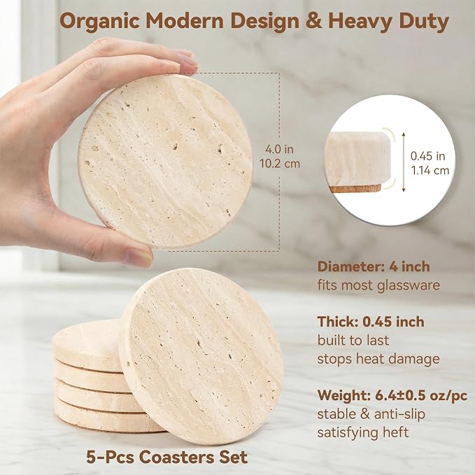 Italy Travertine Coasters Set of 5 - Image 4