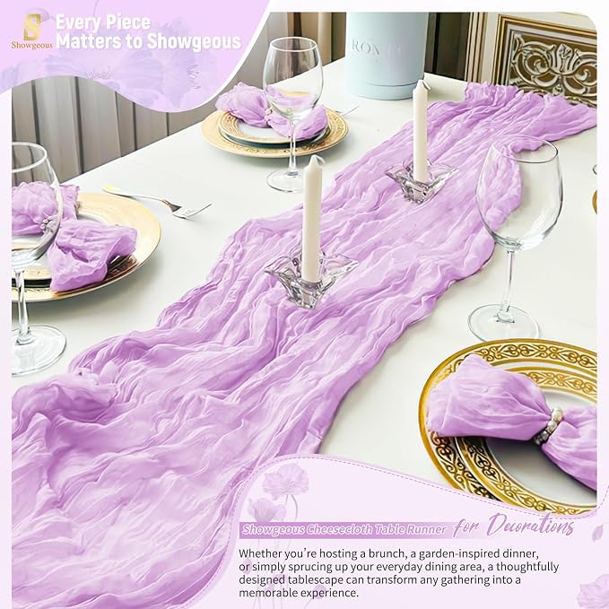 Showgeous 30 Pack Lilac Purple Cheesecloth Table Runner, 17 x 108 Inches | Boho - Image 8
