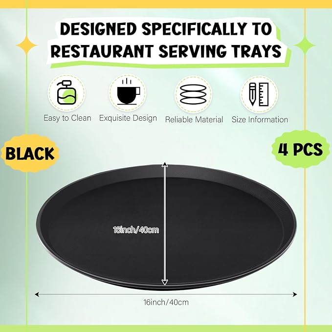 4 Pcs 16 Inch Restaurant Serving Trays, Large Food Crawfish Server Tray - Image 2