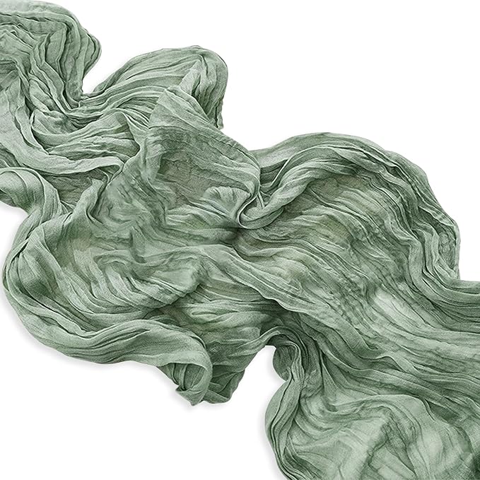 1 Pack Sage Green Cheesecloth Table Runner 35x120 Inch 10Ft Rustic Gauze Cheese - Image 8