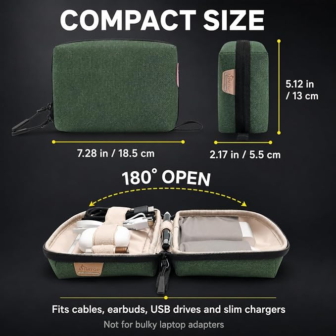 Electronics Travel Organizer, Compact Charger Case | Soft padded polyester - Image 2
