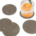 Set of 8 Morgan Faux Leather 4 Inch Round Coasters, Heat & Water Absorbent by Homewear