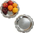Round Silver Tray, Serving Platters, Vintage Metal Dessert Snack Platter by Unknown