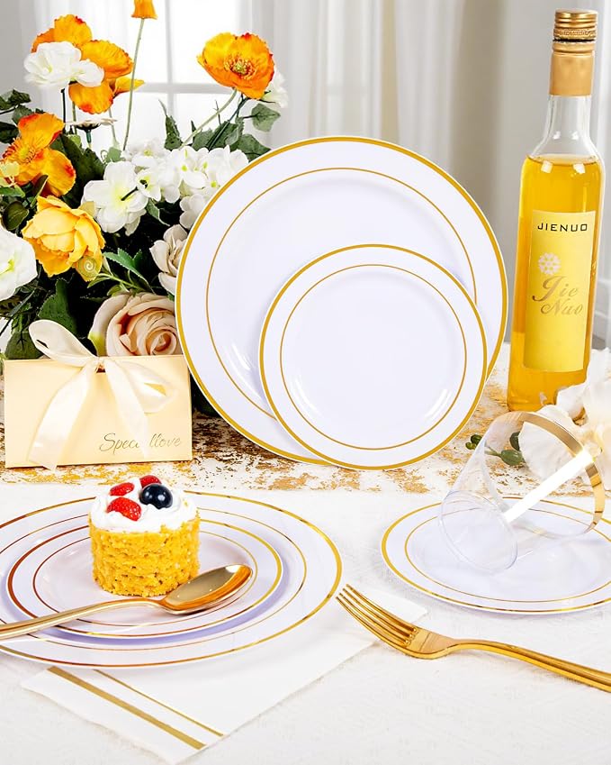 GATHER 350PCS Gold Plastic Plates - Image 5