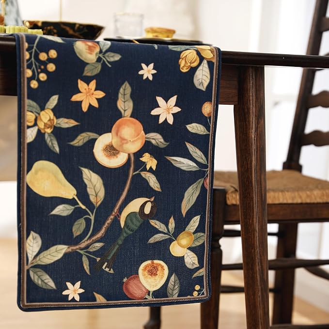 bilin gaier Designer Vintage Linen Table Runner, Floral Pattern, Dining Table - Image 9