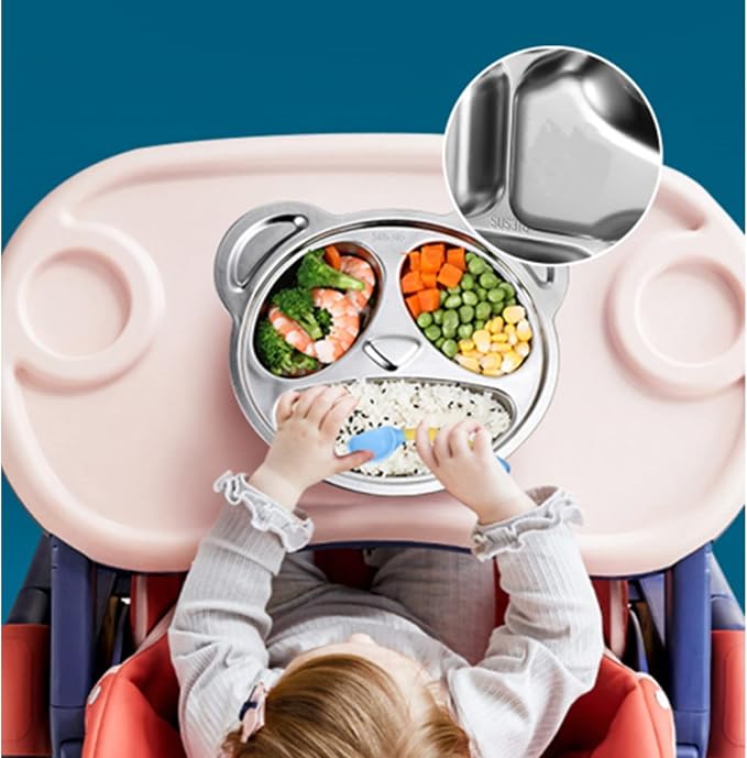 Lyellfe Set of 4 Stainless Steel Divided Plates, Cute Panda Shape | Unbreakable - Image 8
