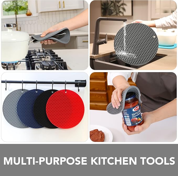 4 Pack Silicone Trivet for Hot Dishes | Heat Resistant Silicone Pot Holders for - Image 4