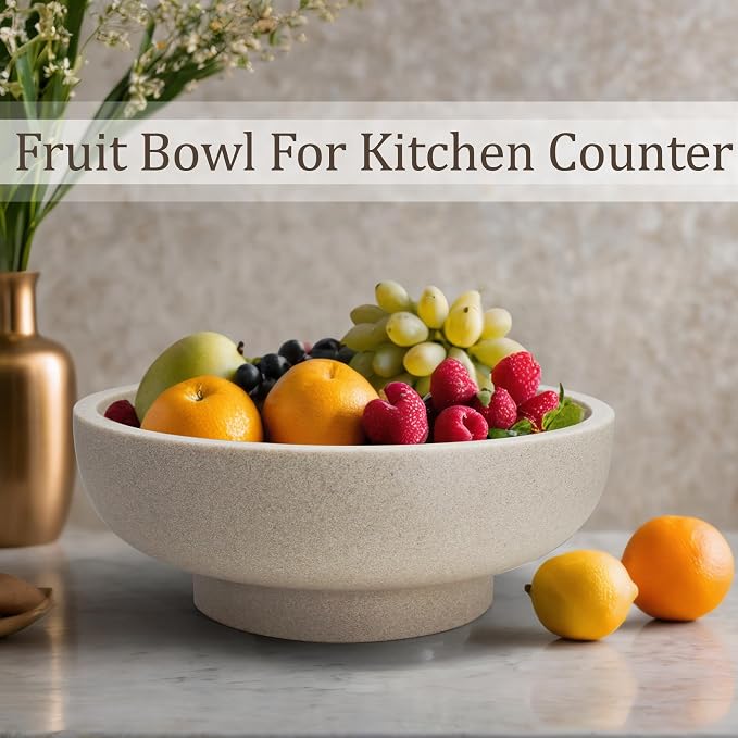 LIN CHUAN Decorative Bowl, Large Fruit Bowl, Sand Beige | Fruit Bowl - Image 4