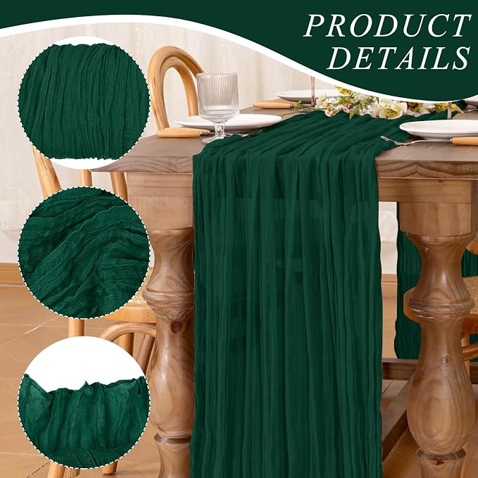 1 Pack Cheesecloth Table Runner 10Ft Christmas Gauze Boho Table Runners - Image 3