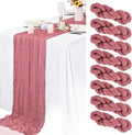 8 Pack Dusty Rose Cheesecloth Table Runner 10FT Long Boho Gauze Fabric Table by Lamshionow